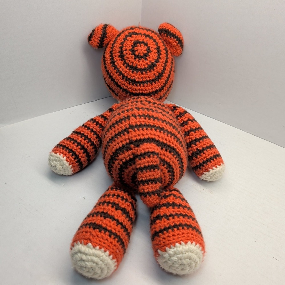 Handmade Crochet Orange Tiger Striped Amigurumi Plush Stuffed Animal 17 inch - Picture 3 of 7